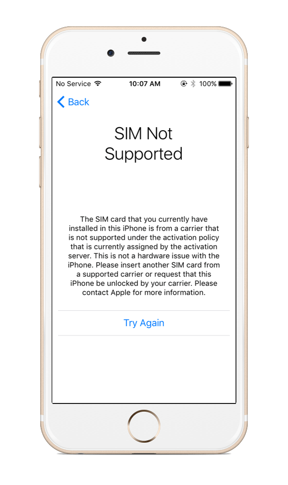 iphone sim not supported message